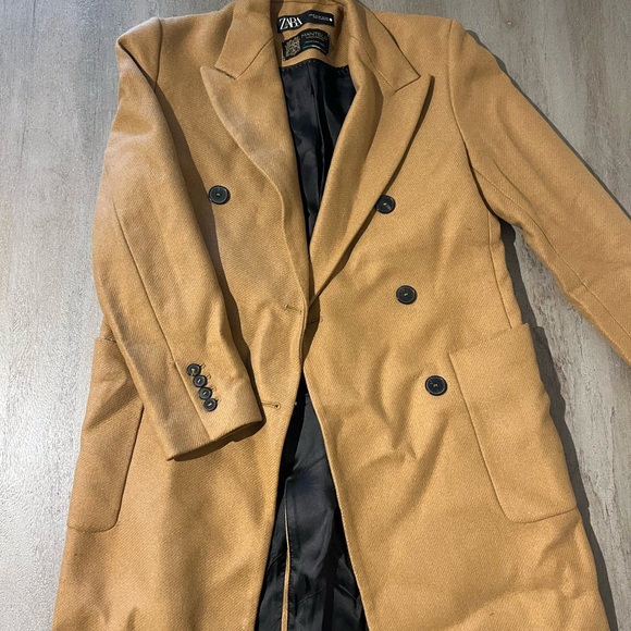 Zara Woman's Camel Double-Breasted Coat - Picture 2 of 10